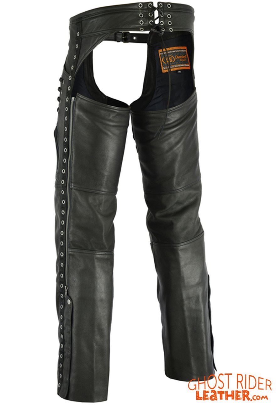 Leather Chaps - Women's - Black - Hip Set - Stretchy Thighs - DS-485-DS - Image 2