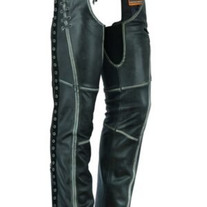 Leather Chaps - Women's - Gray - Hip Set - Stretchy Thighs - DS-485V-DS