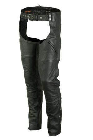 Leather Chaps - Men's - Motorcycle - Unisex - Double Deep Pocket - Up To 8XL - DS-488-DS