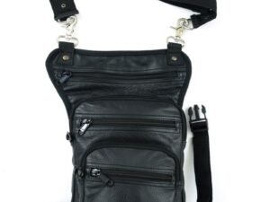 Black Leather Thigh Bag with Gun Holster Pocket - DS5851-DS