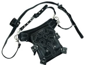 Black Leather Thigh Bag - Gun Holster Pocket - DS5852-DS
