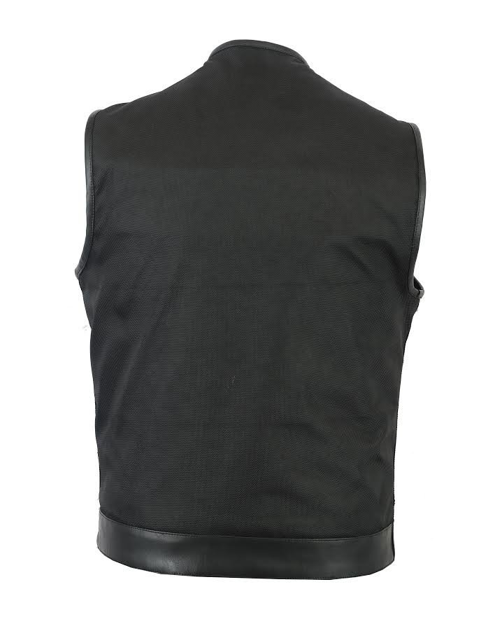 Canvas and Leather Motorcycle Vest - Men's - Gun Pockets - Up To 12XL - DS687-DS - Image 7