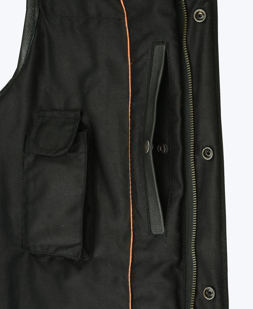 Canvas and Leather Motorcycle Vest - Men's - Gun Pockets - Up To 12XL - DS687-DS - Image 12