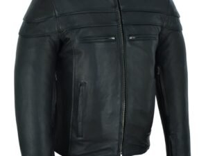 Leather Motorcycle Jacket - Men's - Biker - Big and Tall - Racer - DS701TALL-DS