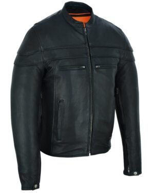 Leather Motorcycle Jacket - Men's - Biker - Big and Tall - Racer - DS701TALL-DS
