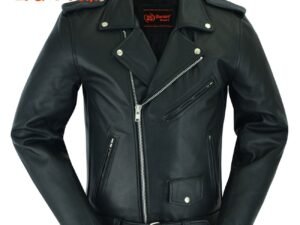 Leather Motorcycle Jacket - Men's - Police Style - Big and Tall - DS712TALL-DS