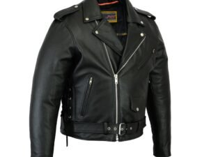 Leather Motorcycle Jacket - Men's - Police Style - Up To 12XL - DS731-DS