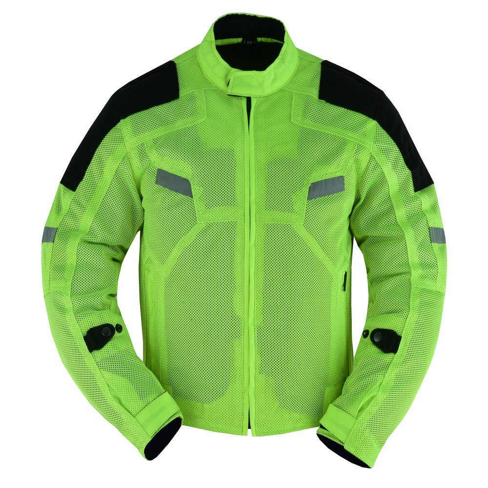 Mesh Motorcycle Jacket - Men's - High Visibility Green - Up To 5XL - DS765-DS - Image 6