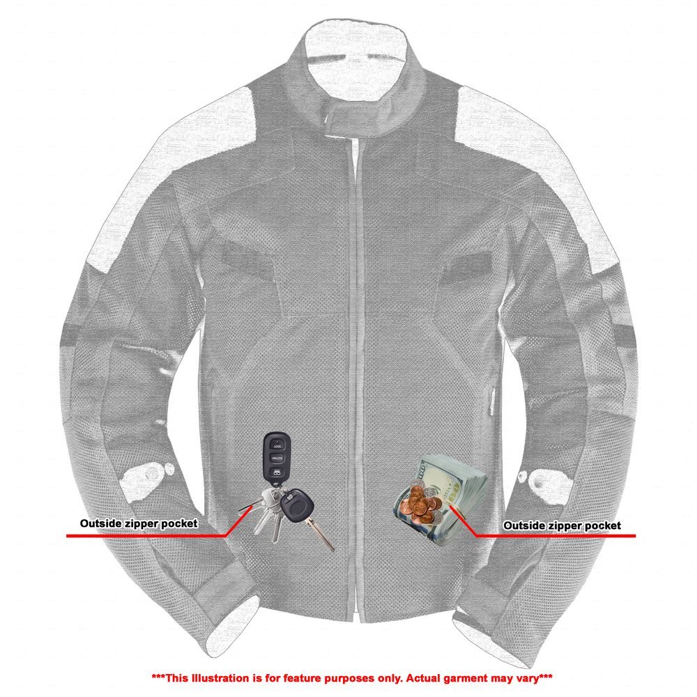 Mesh Motorcycle Jacket - Men's - High Visibility Green - Up To 5XL - DS765-DS - Image 3