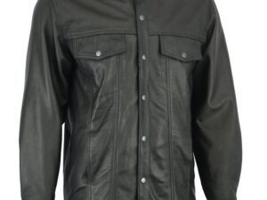 Leather Shirt - Men's - Concealed Carry Pockets - Up To Size 9XL - DS770-DS