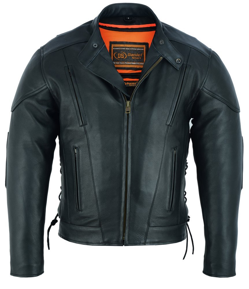Leather Motorcycle Jacket - Men's - Side Laces - Ventilated - Gun Pockets - DS777-DS - Image 9
