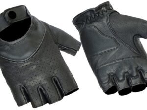 Leather Motorcycle Gloves - Women's - Perforated - Fingerless - DS8-DS