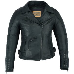 Leather Motorcycle Jacket - Women's - Must Ride - Gun Pockets - DS802-DS