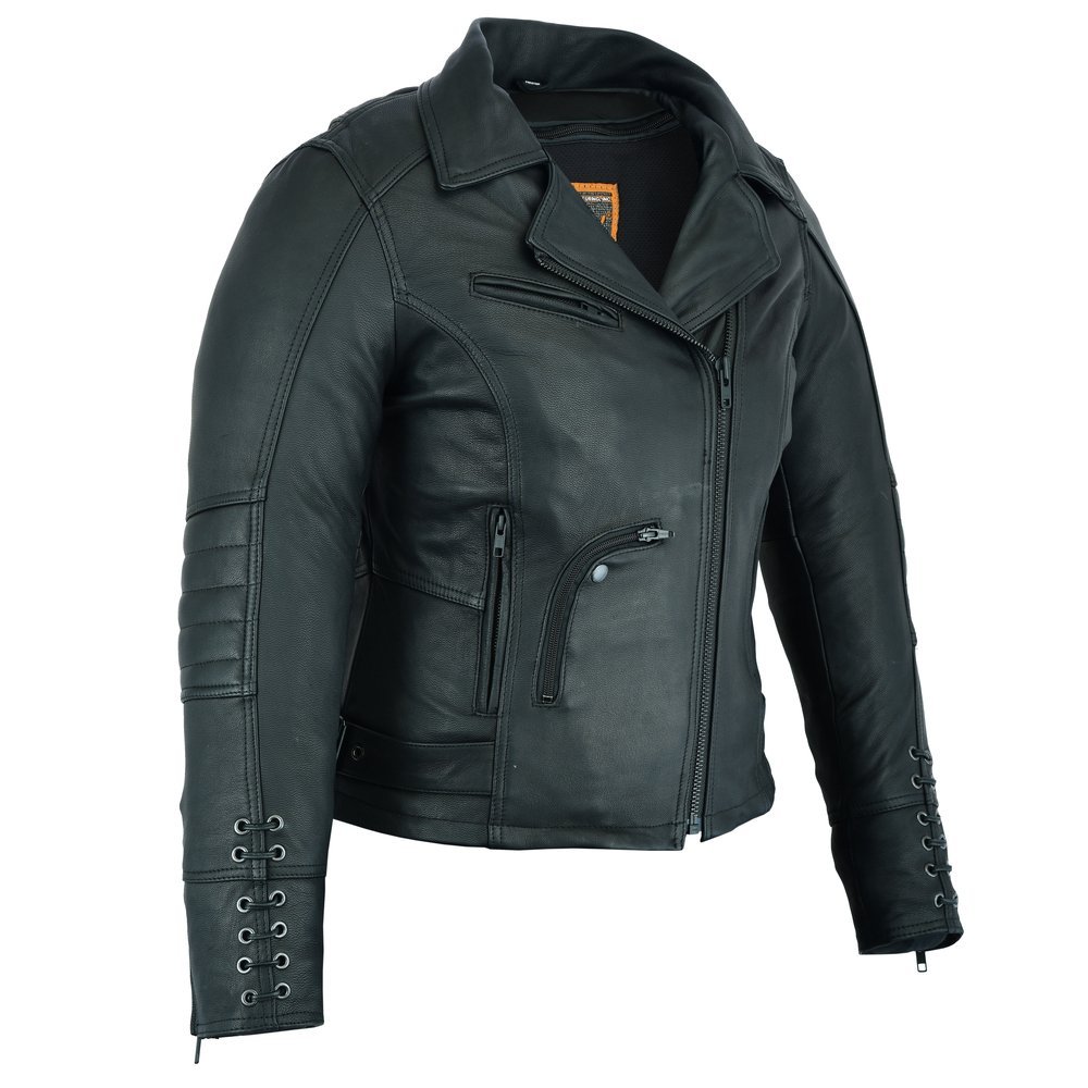 Leather Motorcycle Jacket - Women's - Must Ride - Gun Pockets - DS802-DS - Image 2