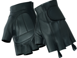 Men's Premium Fingerless Tough Deer Skin Leather Biker Gloves - SKU DS96-DS