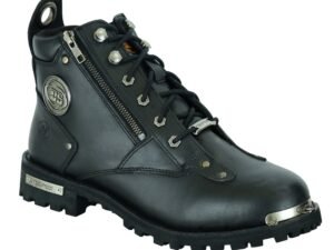 Men's Black 6 Inch Motorcycle Boots - Medium or Wide - Side Zipper - Plain Toe - DS9730-DS