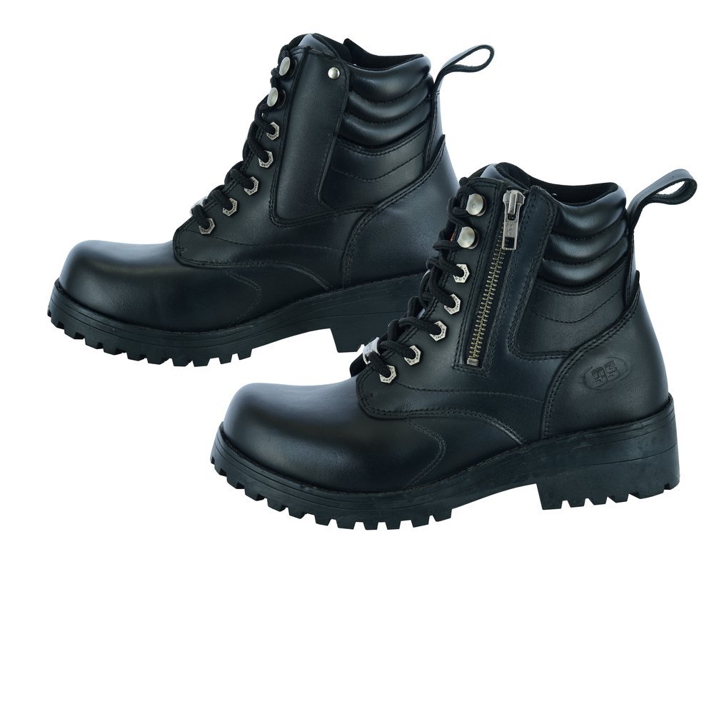 Leather Motorcycle Boots - Women's - Black - Side Zippers - DS9768-DS - Image 6
