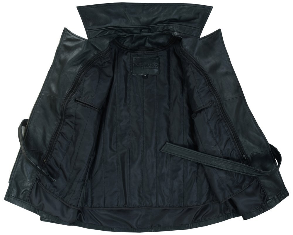 Leather Motorcycle Jacket - Women's - Hip Length - Belt - ELAN-DS - Image 7