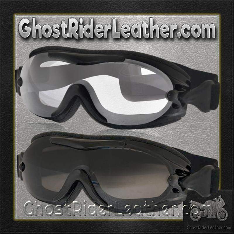 Goggles - Fit Over Eyeglasses - Clear or Smoke - Motorcycle Eyewear - G-FOG-C-S-DH