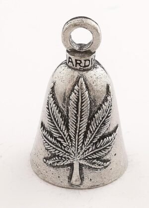 Pot Leaf - Pewter - Motorcycle Guardian Bell® - Made In USA - SKU GB-POT-LEAF-DS