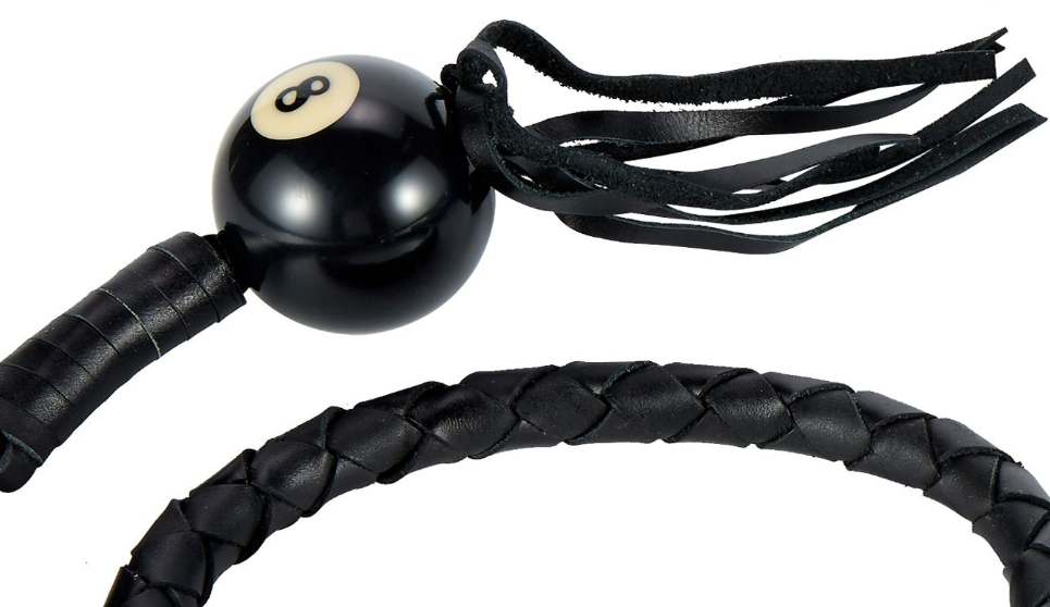 Get Back Whip - Black Leather - 42 Inches Long - With 8 Ball - GBW1-BB-DL - Image 2