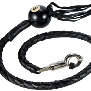 Get Back Whip - Black Leather - 42 Inches Long - With 8 Ball - GBW1-BB-DL
