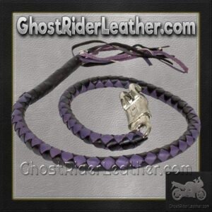 Get Back Whip in Black and Purple Leather - Motorcycle Accessories - SKU GRL-GBW10-11-DL