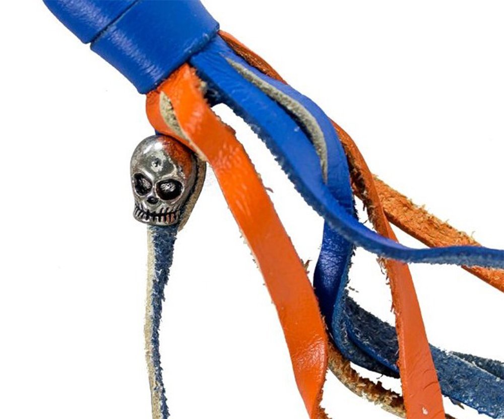 Get Back Whip - 42 Inches - Blue and Orange Leather - Motorcycle Accessories - GBW14-11-DL - Image 3