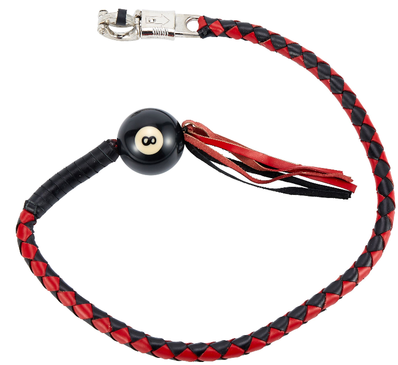 Get Back Whip - Black and Red Leather - With 8 Ball - 42 Inches - SKU GBW6-BALL8-DL - Image 3