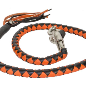 Get Back Whip in Black and Orange Leather - 42 Inches - Motorcycle Accessories - GBW9-11-DL