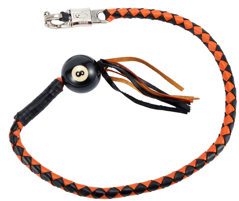 Get Back Whip - Black and Orange Leather - With 8 Ball - 42 Inches - GBW9-BALL8-DL - Image 4