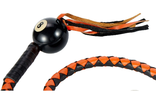 Get Back Whip - Black and Orange Leather - With 8 Ball - 42 Inches - GBW9-BALL8-DL - Image 2
