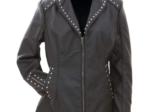 CLOSEOUT! Ladies Faux Leather Jacket with Studs - SKU GFJPS-BN