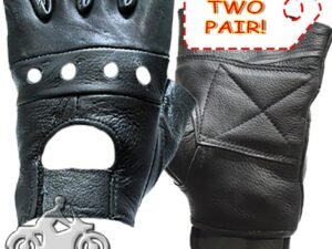 Leather Motorcycle Gloves - Two Pair - Fingerless - GL2008-2PAIR-DL
