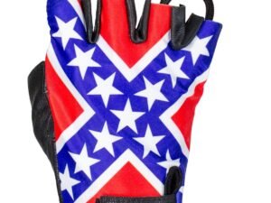 Leather Motorcycle Gloves - Rebel Flag - Unisex - Confederate - GL2038-N-DL