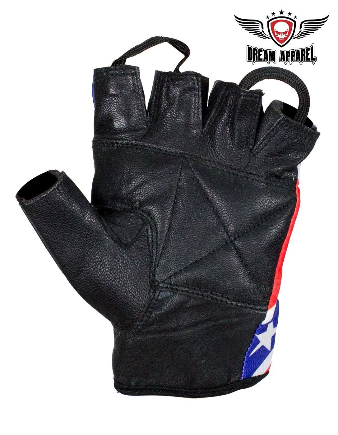Leather Motorcycle Gloves - Rebel Flag - Unisex - Confederate - GL2038-N-DL - Image 2