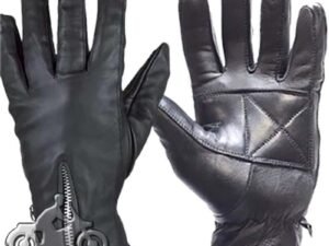 Ladies Full Finger Zipper Leather Riding Driving Gloves - SKU GL2081-DL