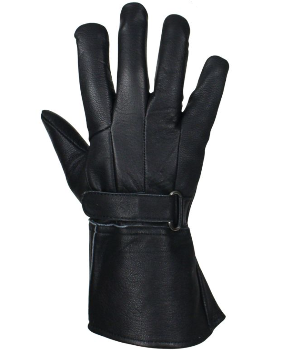 Leather Motorcycle Gloves - Men's - Deer Skin - Gauntlet - Biker - GLD118-22-DL - Image 3