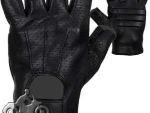 Deer Skin Premium Leather Fingerless Motorcycle Riding Gloves / SKU GRL-GLD2090-22-DL