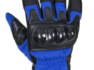 Leather Gloves - Men's - Full Finger - Knuckle Protector - Blue - GLZ108-BLUE-DL