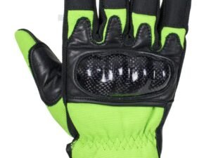 Leather Gloves - Men's - Full Finger - Knuckle Protector - Green - GLZ108-GREEN-DL