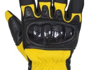 Leather Gloves - Men's - Full Finger - Knuckle Protector - Yellow - GLZ108-YELLOW-DL