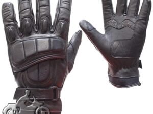 Mens Padded Premium Leather Racing Gloves With Tight Grip Strip - SKU GRL-GLZ37-DL