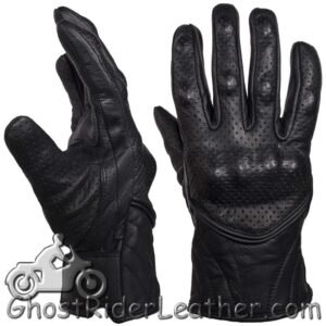 Leather Racing Gloves - Men's - Carbon Fiber Knuckles - GLZ66-DL