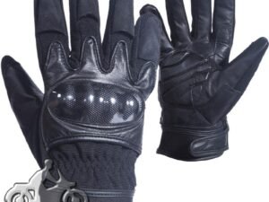 Leather and Textile Motorcycle Gloves - Men's - Hard Knuckles - GLZ79-DL