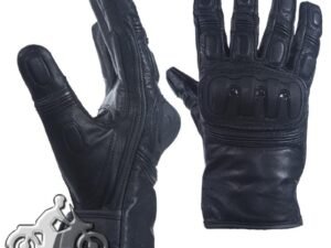 Mens Hard Knuckle Premium Leather Motorcycle Racing Gloves - SKU GLZ84-DL