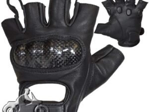 Leather Motorcycle Gloves - Knuckle Protection - Fingerless - GLZ86-11N-DL