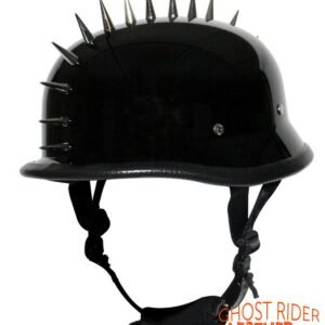 Novelty Motorcycle Helmet - Spiked - Gloss Black - German - H402-02-DL