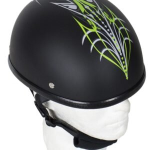 Novelty Motorcycle Helmet - Green Machine Tribal - Shorty - H501-D6-GREEN-DL