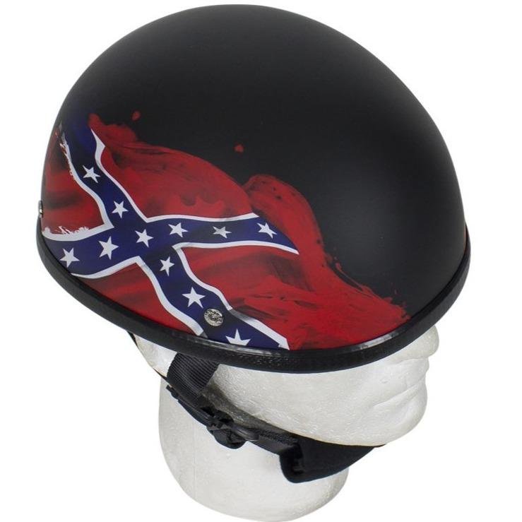 Novelty Motorcycle Helmet - Rebel Flag - Confederate - Shorty - H501-REBEL-DL